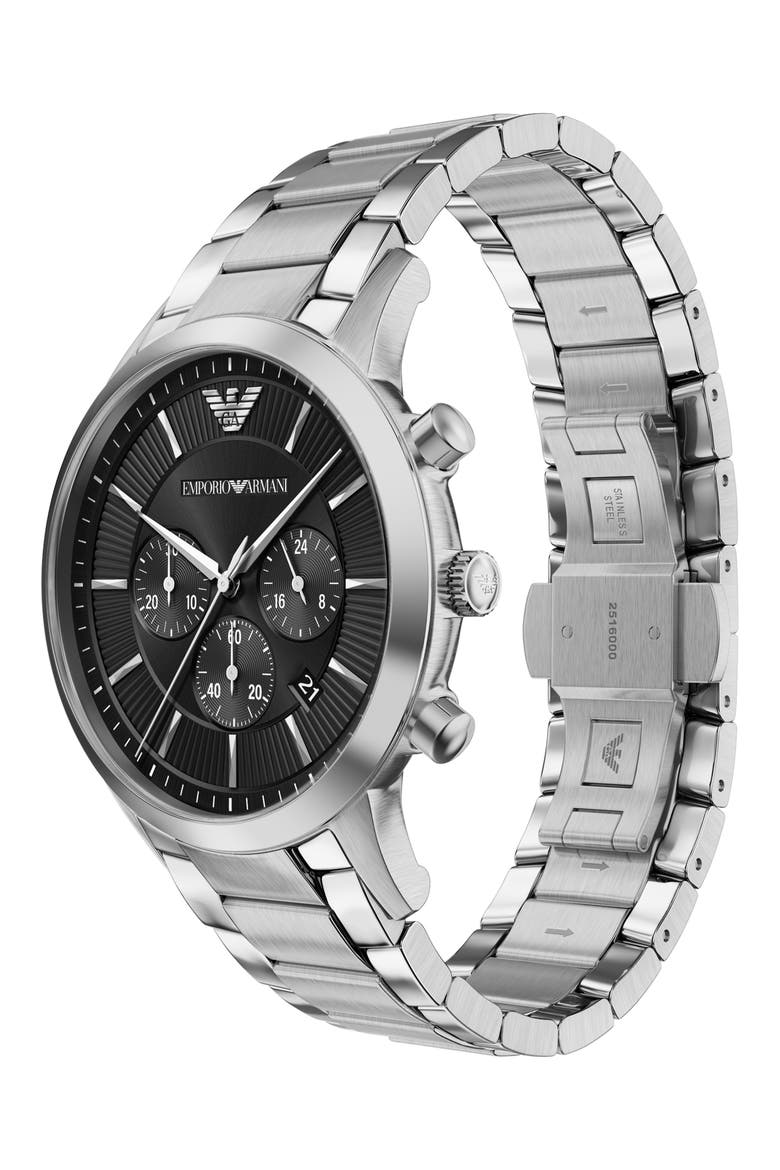 Archetipo Chronograph Bracelet Watch, 43mm, Alternate, color, SILVER/ BLACK