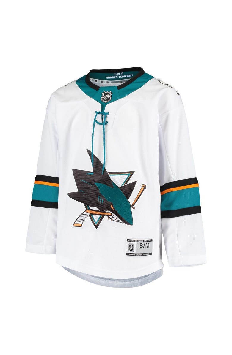 Outerstuff Youth White San Jose Sharks Away Premier Jersey, Alternate, color,