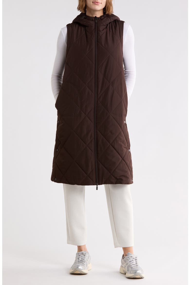Longline Quilted Vest, Main, color, BROWN MOLE