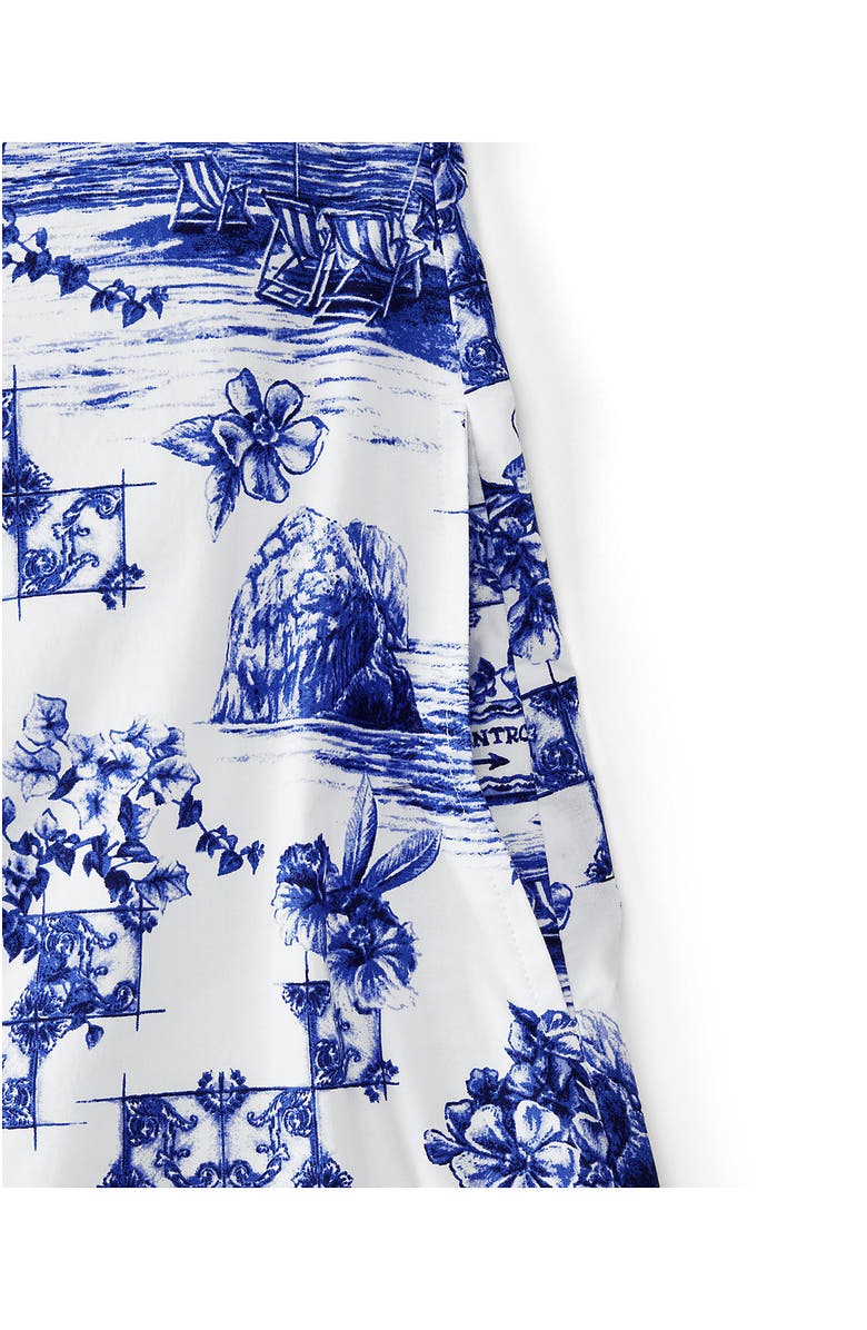 Lands' End Princess Seam Poplin Above the Knee Dress, Alternate, color, White/Blue Toile