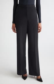 ST. JOHN Stretch Linen Blend Twill Wide Leg Pants