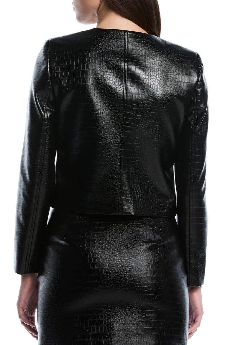 Croc Embossed Faux Leather Jacket, Alternate, color, BLACK