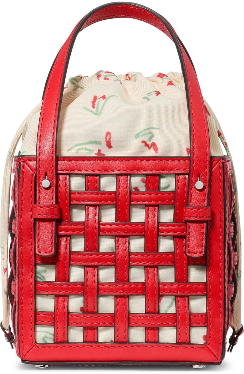 Kate Spade New York the basket woven leather crossbody bag, Main, color, Heirloom Tomato