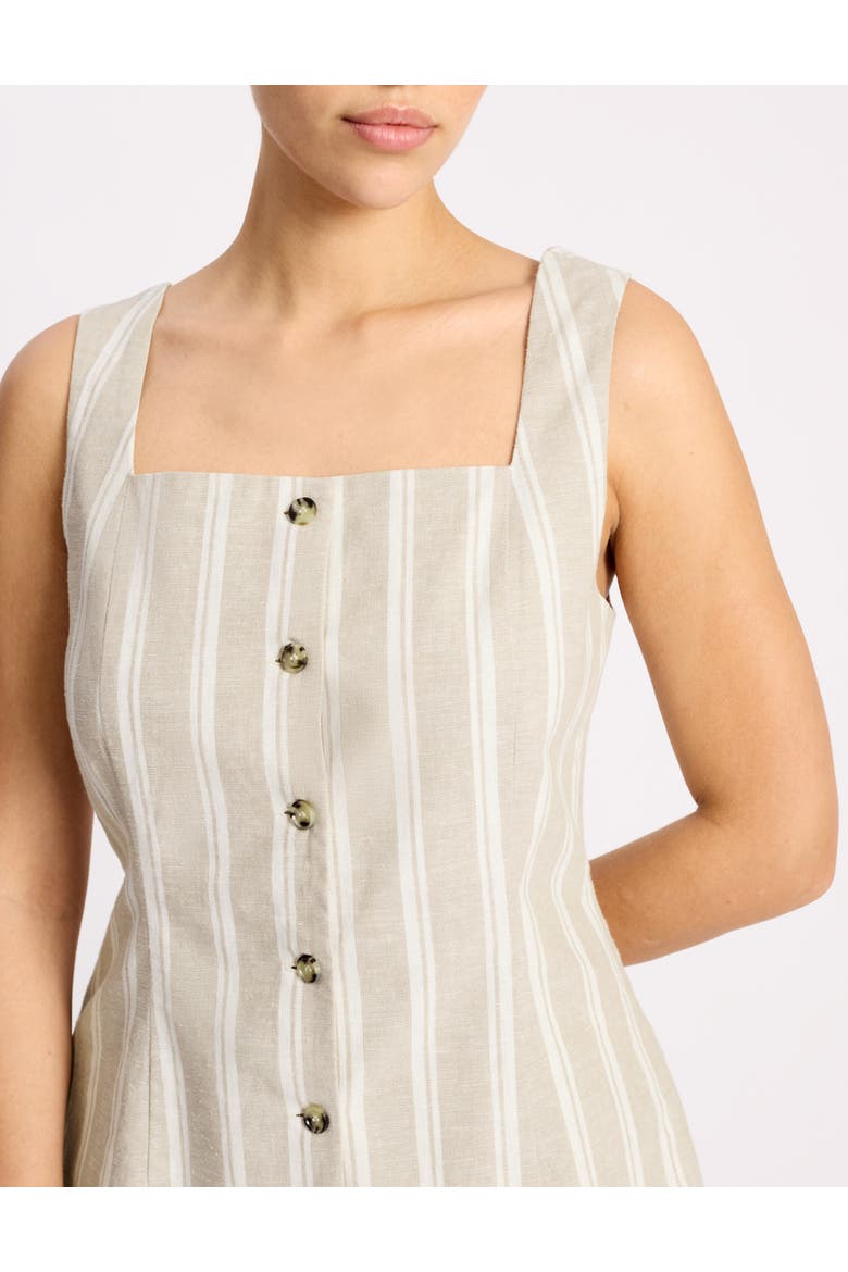 Square Neck Stripe Button Top, Alternate, color, Cream