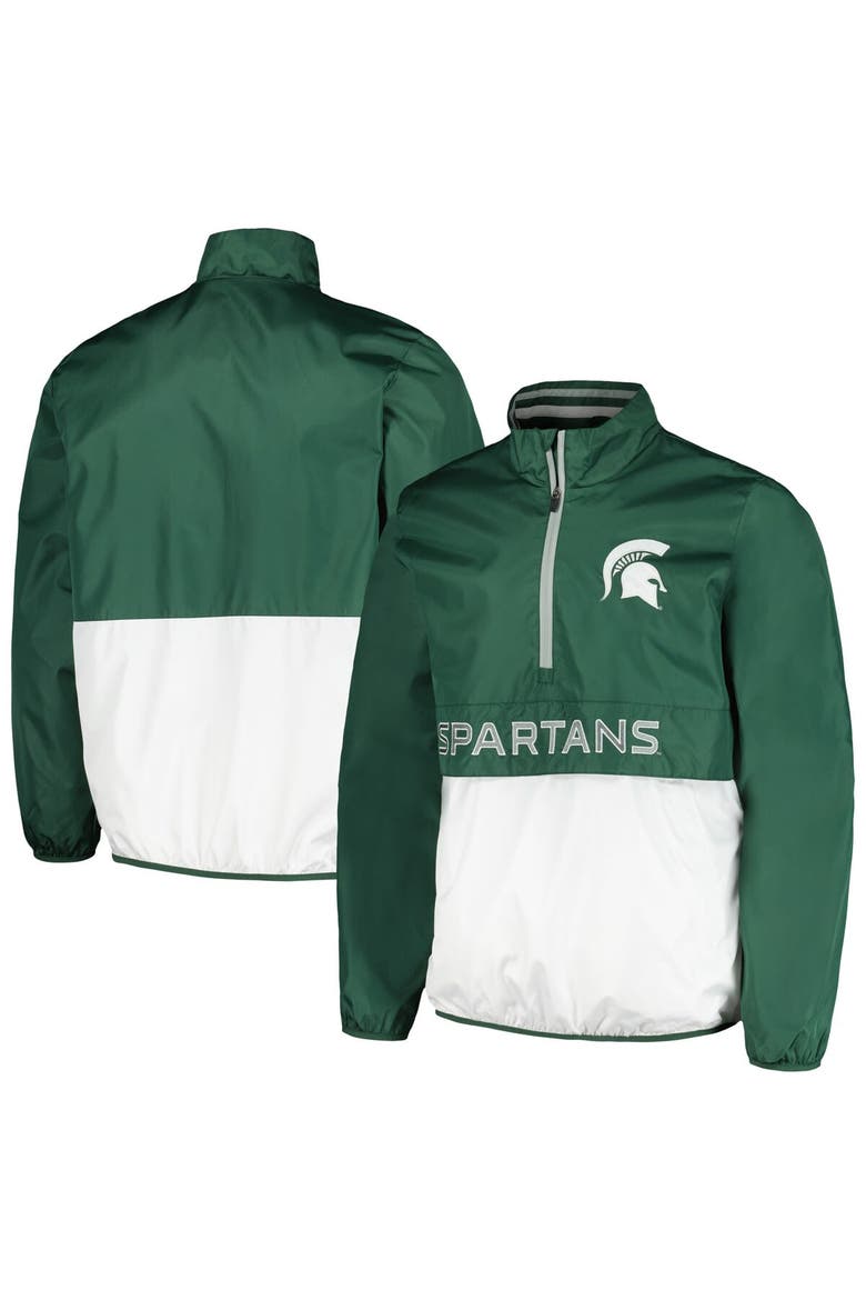 Men's G-III Sports by Carl Banks Green Michigan State Spartans Cornerman Half-Zip Top, Alternate, color, Green
