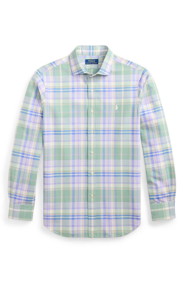 Polo Ralph Lauren Classic Fit Plaid Cotton Button-Up Oxford Shirt, Alternate, color, Faded Mint Lavndr Multi