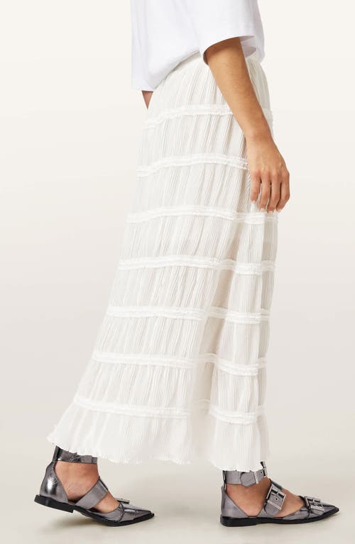Allsaints Lila Tiered Midi Skirt In White