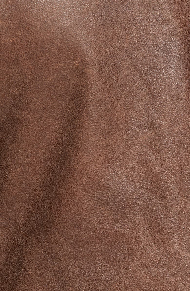 Schott NYC Café Racer Hand Vintaged Cowhide Leather Jacket, Alternate, color, Brown