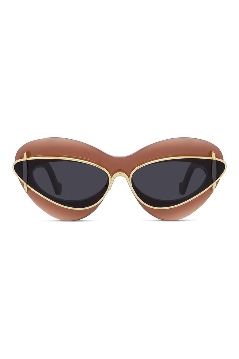 Double Frame 67mm Oversize Cat Eye Sunglasses, Main, color, MILKY BORDEAUX / SMOKE