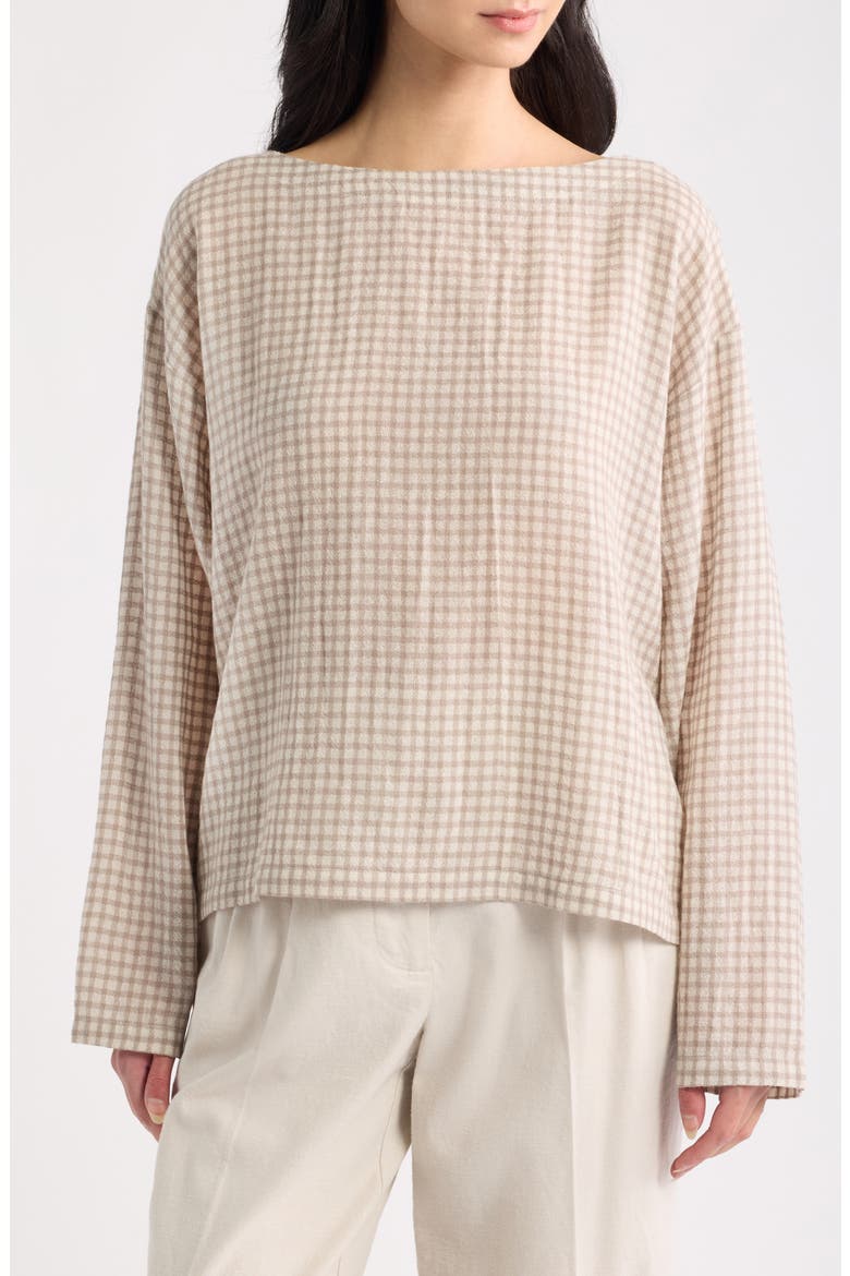 Boxy Bateau Neck Wool & Organic Cotton Top, Main, color, PALE STRIPE