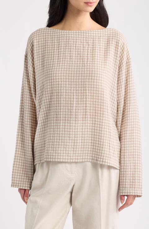 Boxy Bateau Neck Wool & Organic Cotton Top