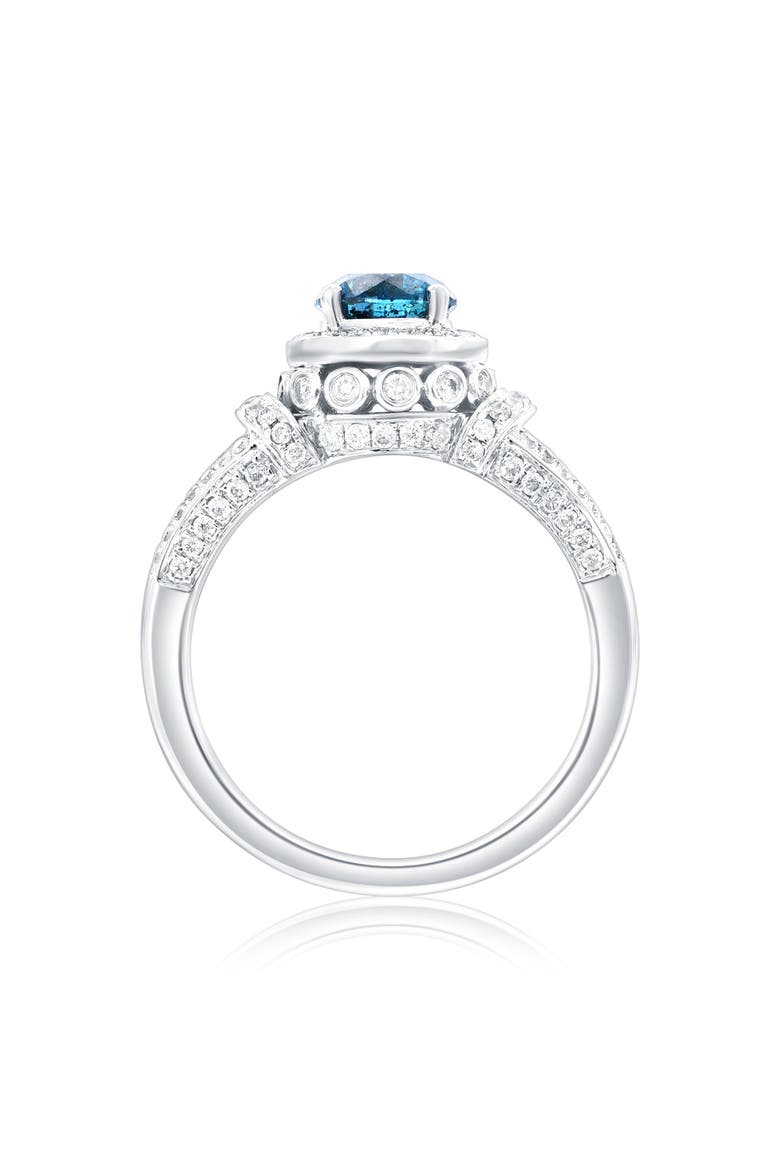 14K White Gold 1.02ct Blue Diamond & 0.56cttw Diamond Ring, Alternate, color, White Gold
