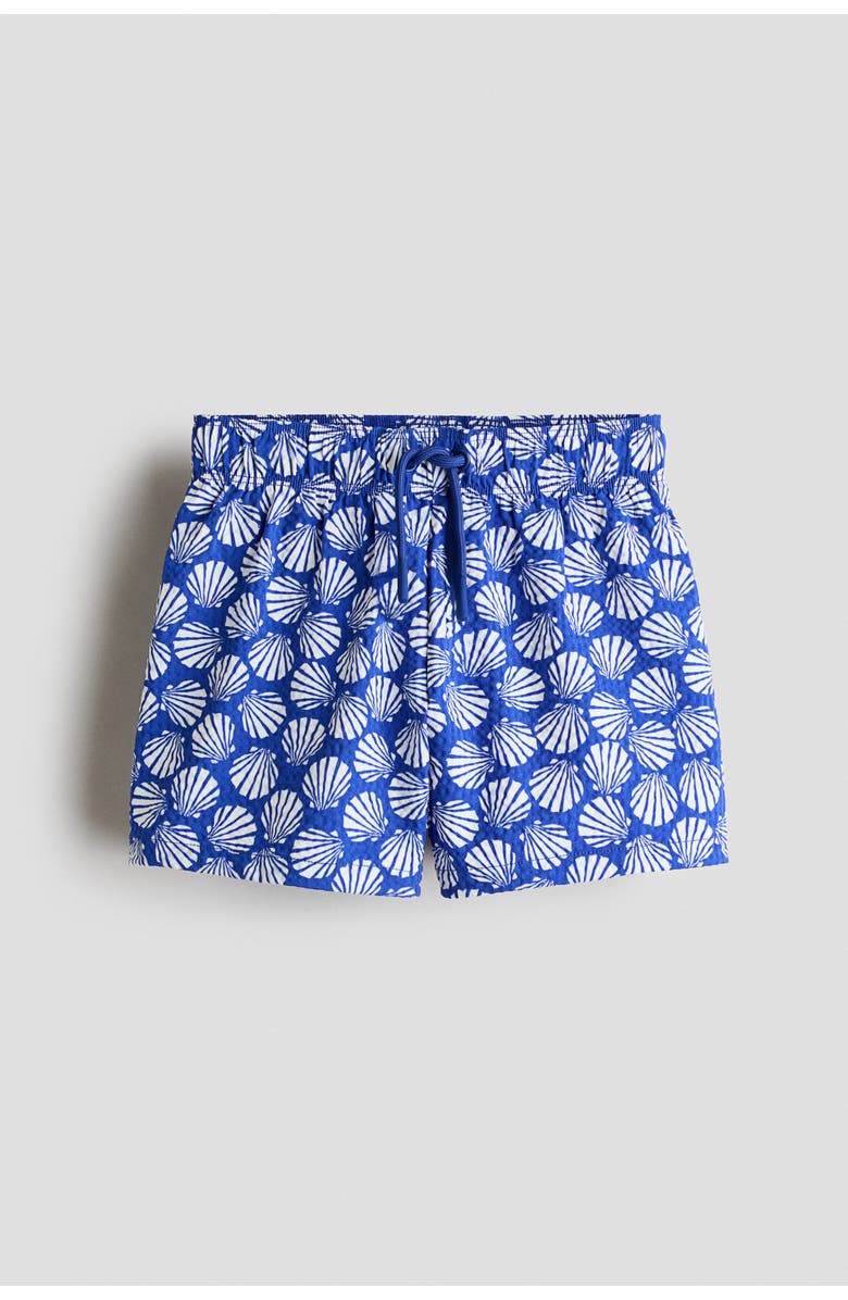 H&M Patterned Seersucker Swim Shorts, Main, color, Blue/White