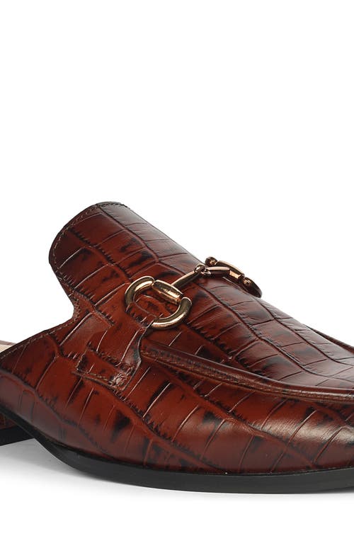 Saint G Savannah Croc Embossed Mule In Brown
