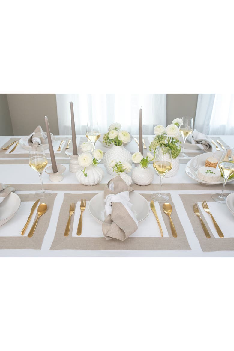 Linen Table Runner - Contempo, Alternate, color, Natural and White