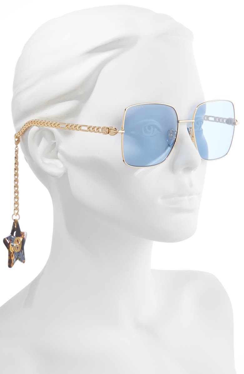 Gucci 60mm Square Sunglasses with Removable Charms, Alternate, color, 