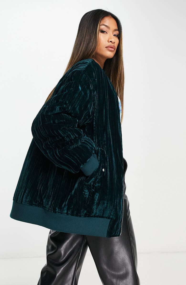 ASOS DESIGN Velour Bomber Jacket, Alternate, color, 