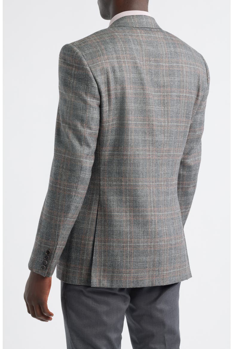 Siena Regular Fit Plaid Wool & Silk Blend Sport Coat, Alternate, color, GREY
