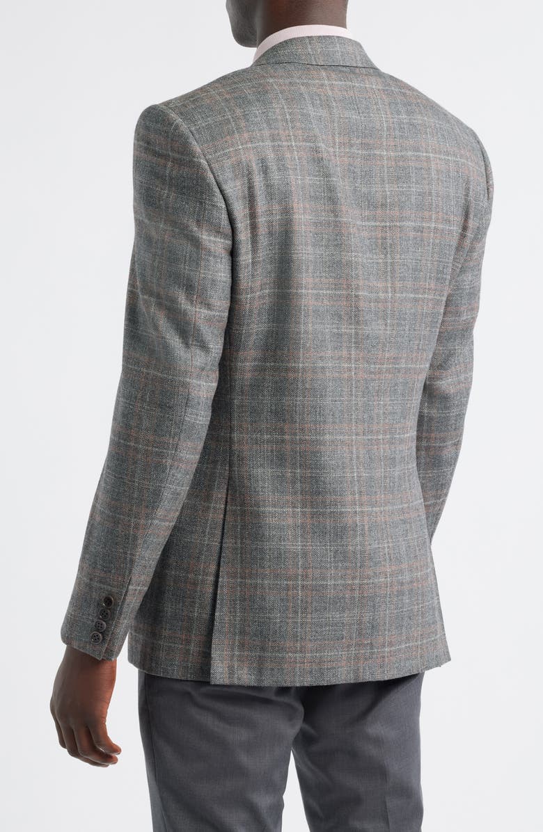 Canali Siena Regular Fit Plaid Wool & Silk Blend Sport Coat, Alternate, color, Grey