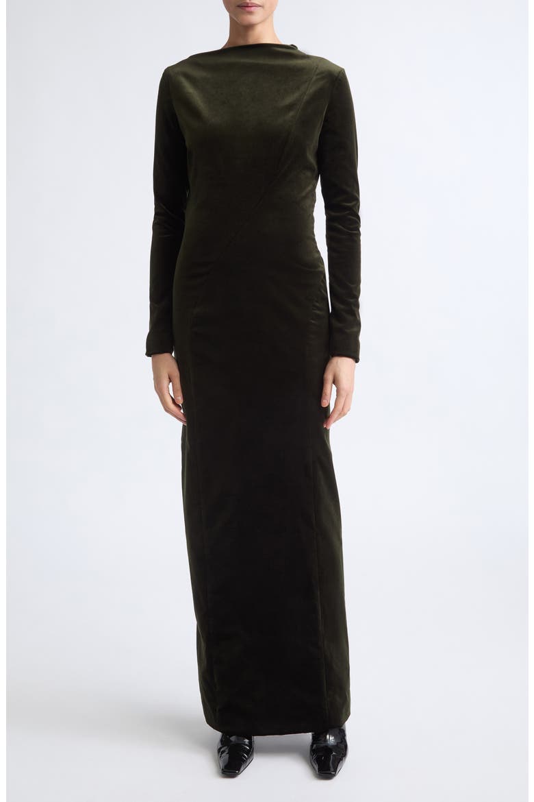 Stretch Velvet Ankle Dress, Main, color, UTILITY