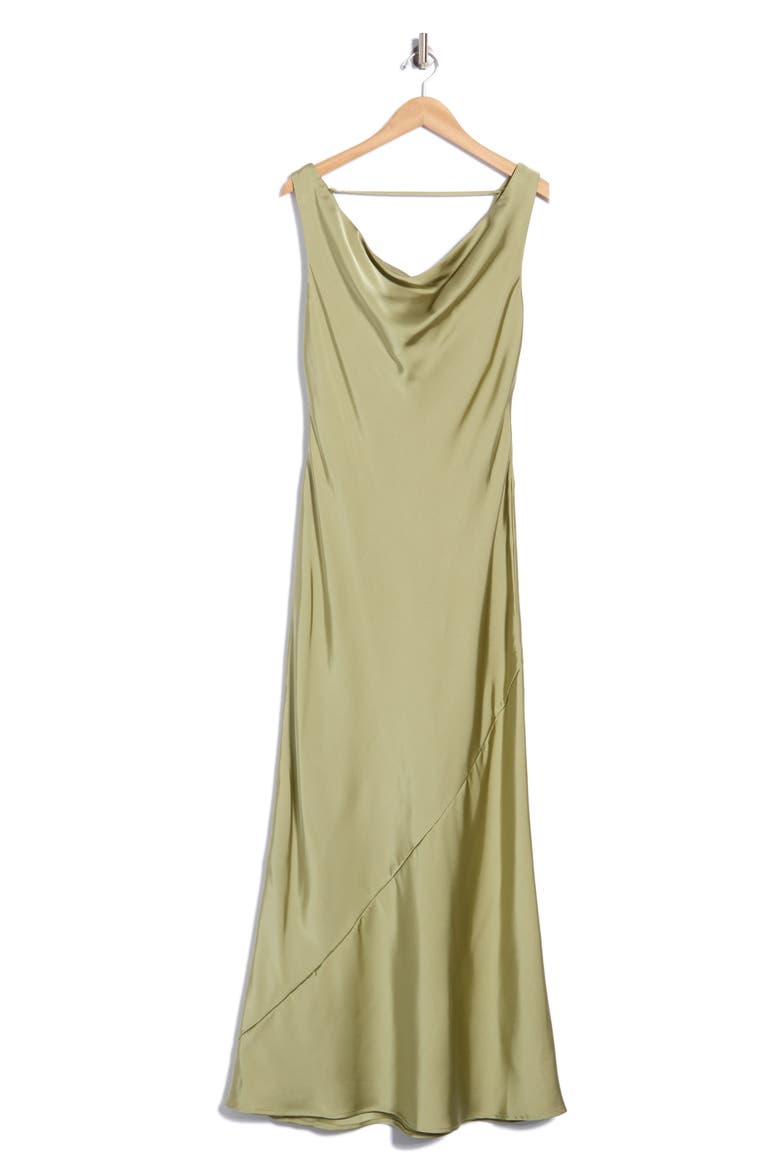 Cowl Neck Satin Maxi Dress, Main, color, OLIVE