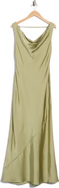Mila Mae Cowl Neck Satin Maxi Dress