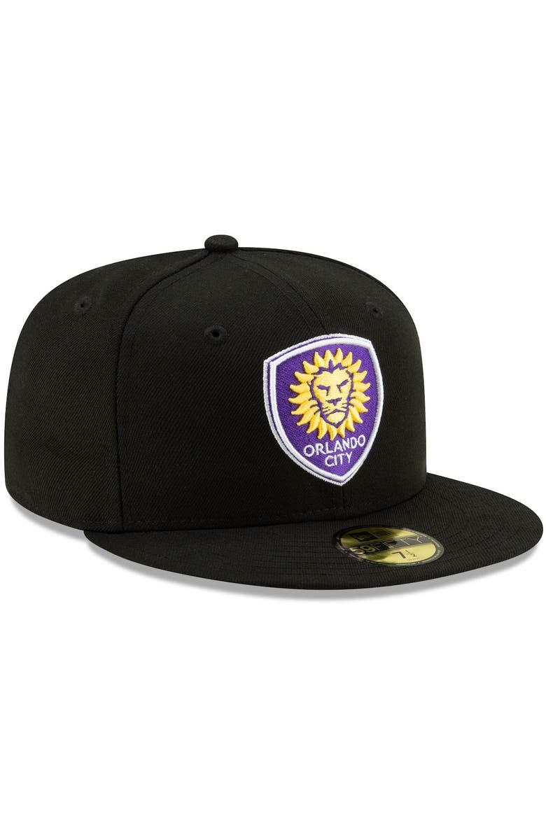 New Era Men's New Era Black Orlando City SC Primary Logo 59FIFTY Fitted Hat, Alternate, color,