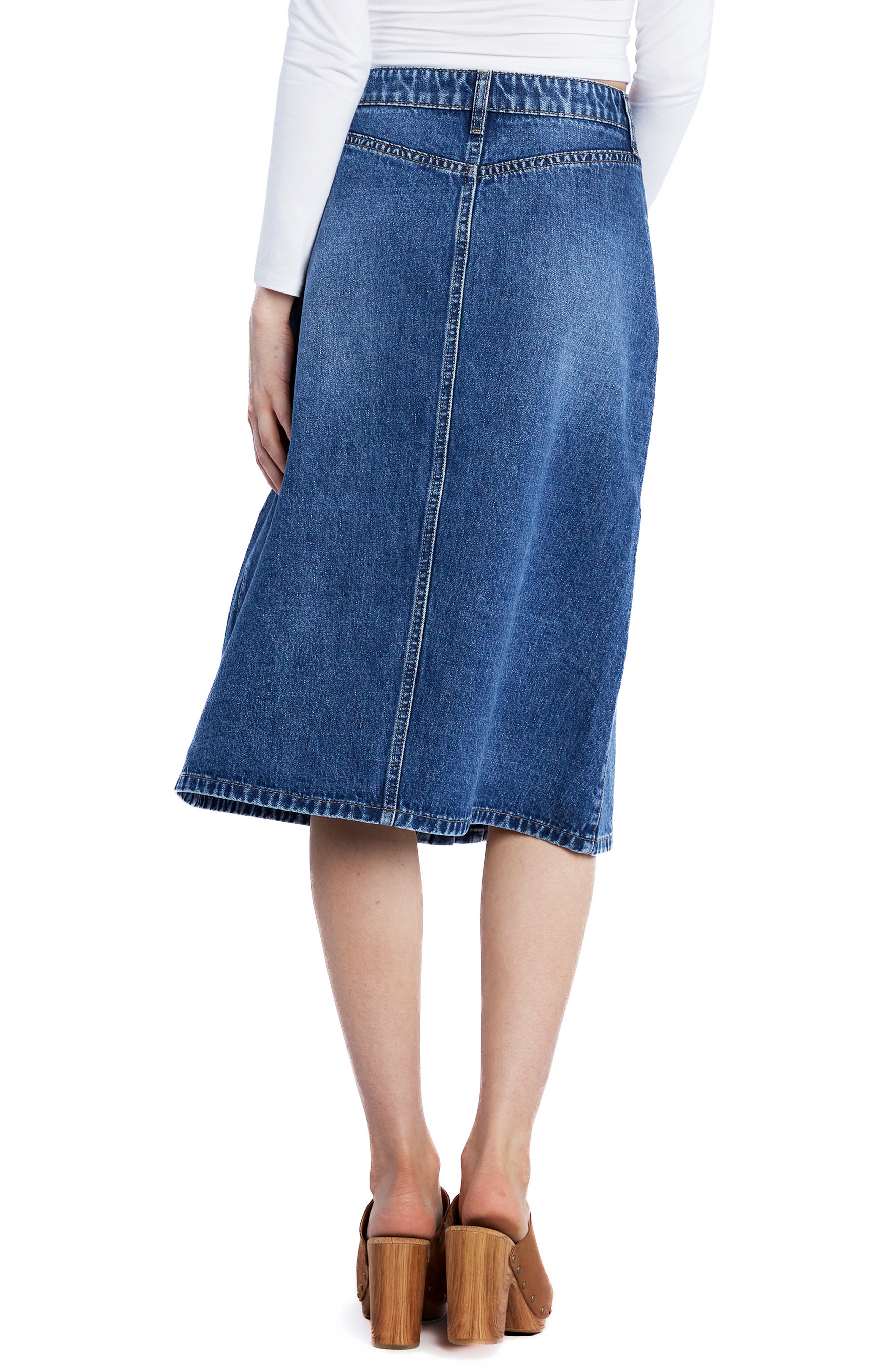 Button Front A-Line Denim Skirt - image 4