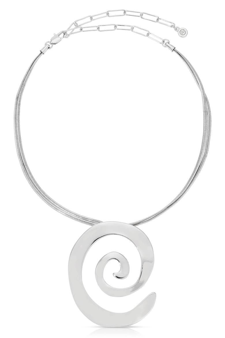 Aura Swirl Pendant Necklace, Main, color, SILVER