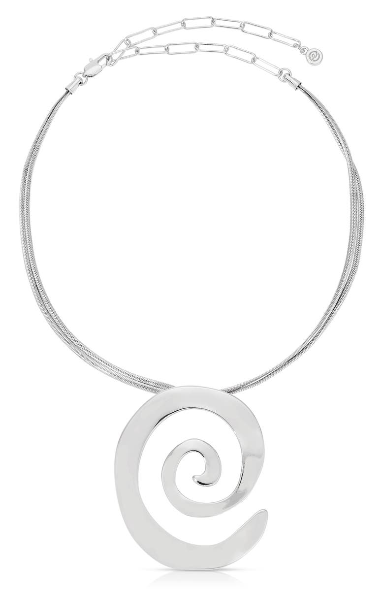 Ettika Aura Swirl Pendant Necklace, Main, color, Silver