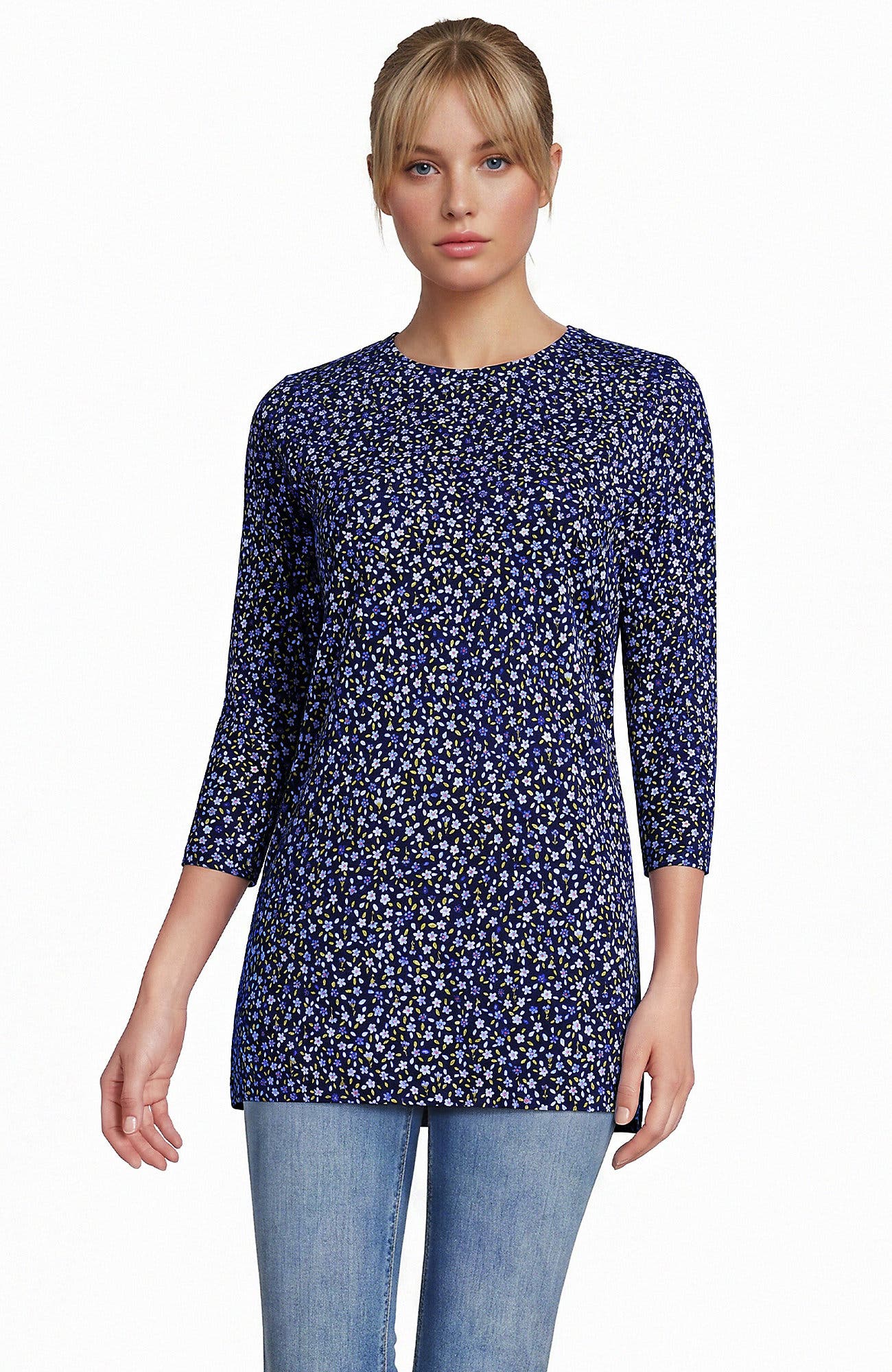Clear Blue/Navy Ditsy Floral