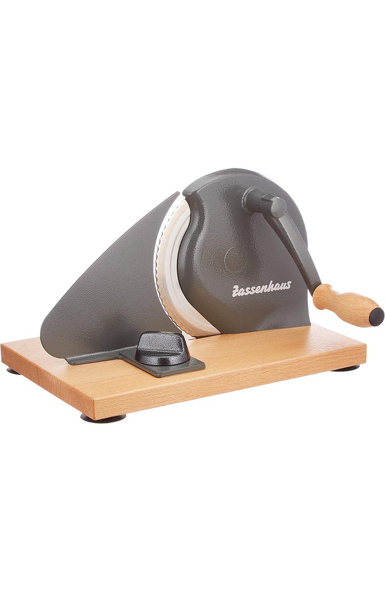 ZASSENHAUS Manual Bread Slicer, Hand Crank Home Bread Slicer, 11.75" x 8", Main, color, Gray
