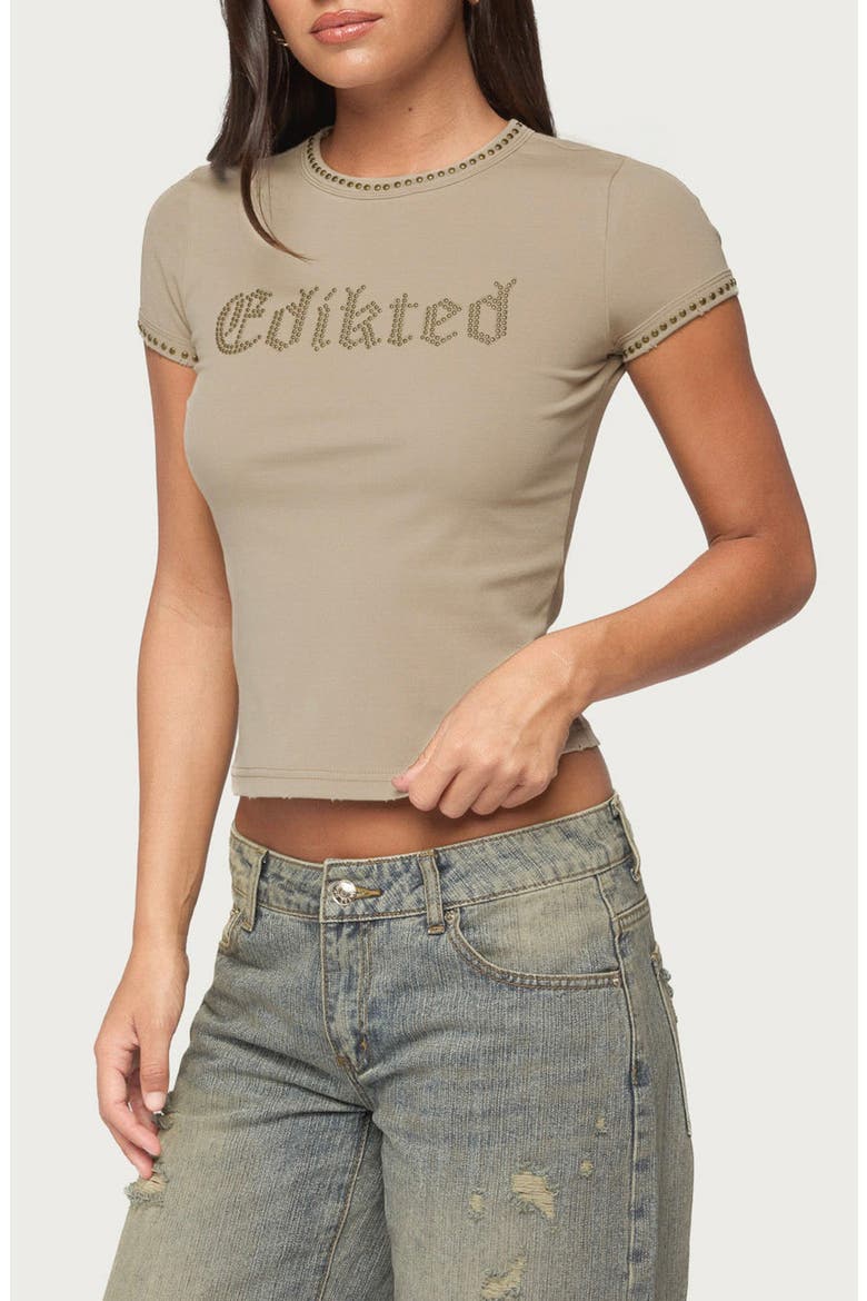 Studded Graphic T-Shirt, Alternate, color, TAUPE