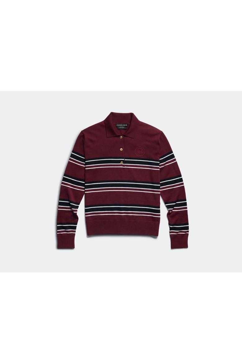 Melrose Striped Knit Long Sleeve Polo, Alternate, color, Vermillion/Black