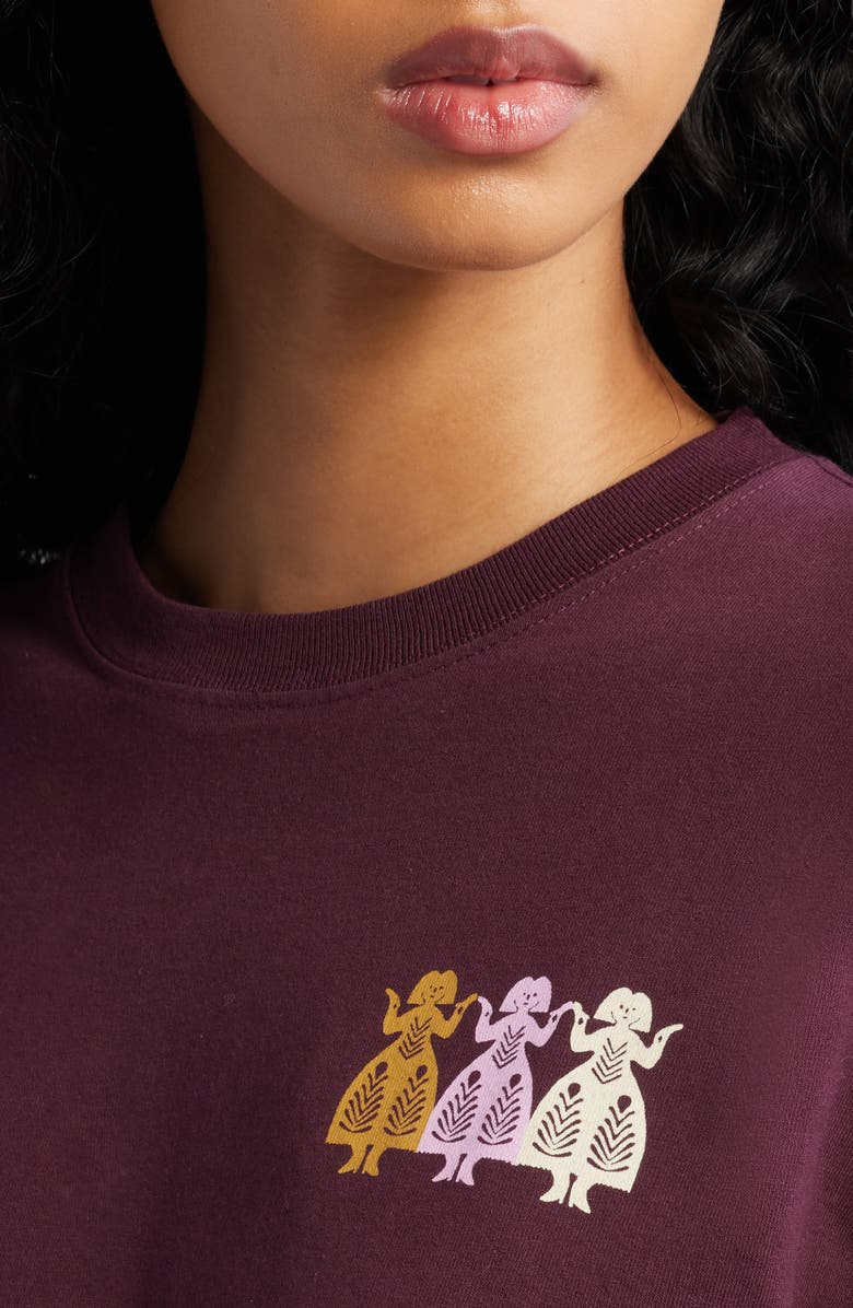 Damson Madder Paper Cut Gals Long Sleeve Organic Cotton Graphic T-Shirt, Alternate, color, Fig