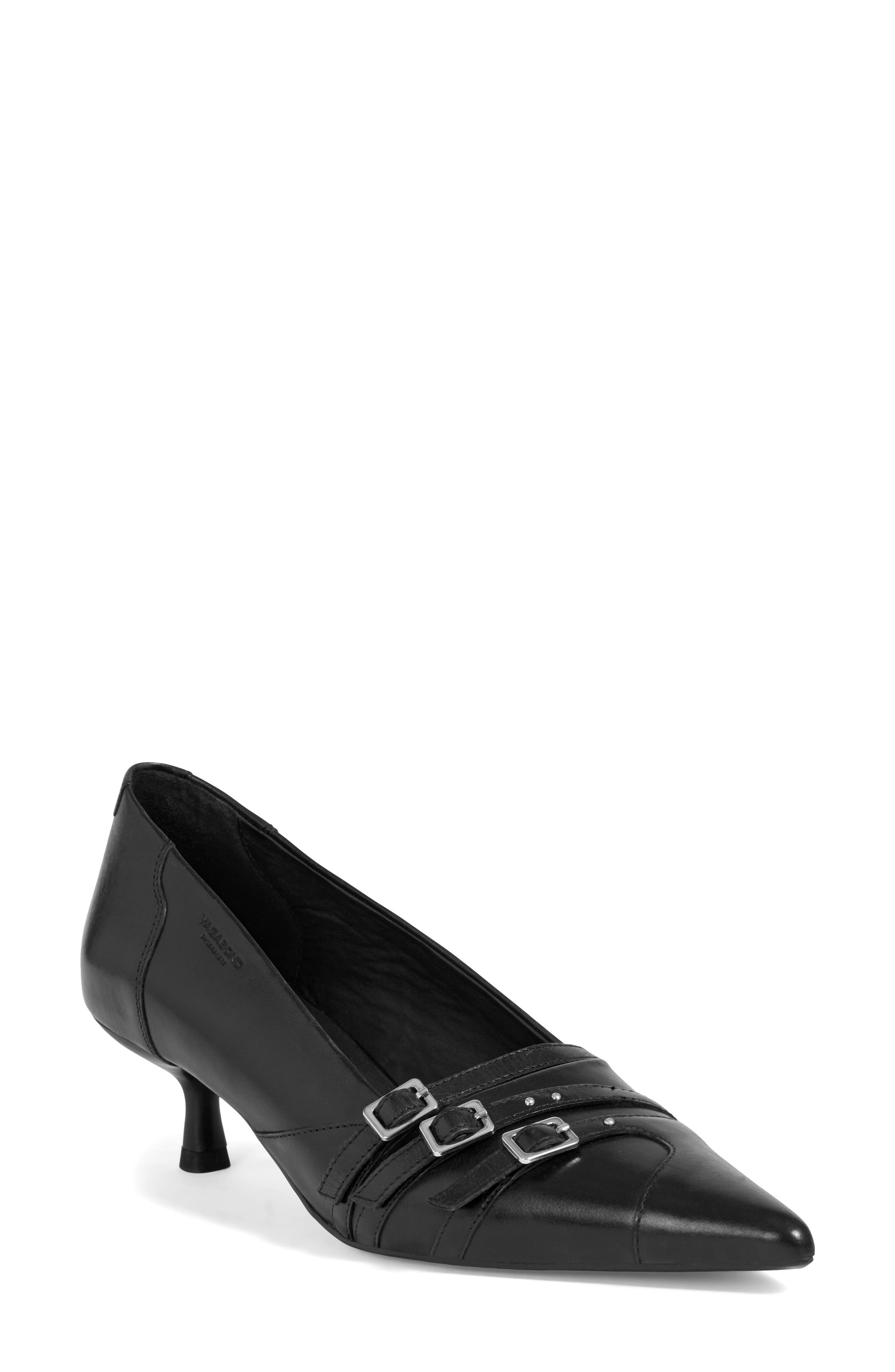 Vagabond Shoemakers Lykke Pointed Toe Kitten Heel Pump, Main, color, Black