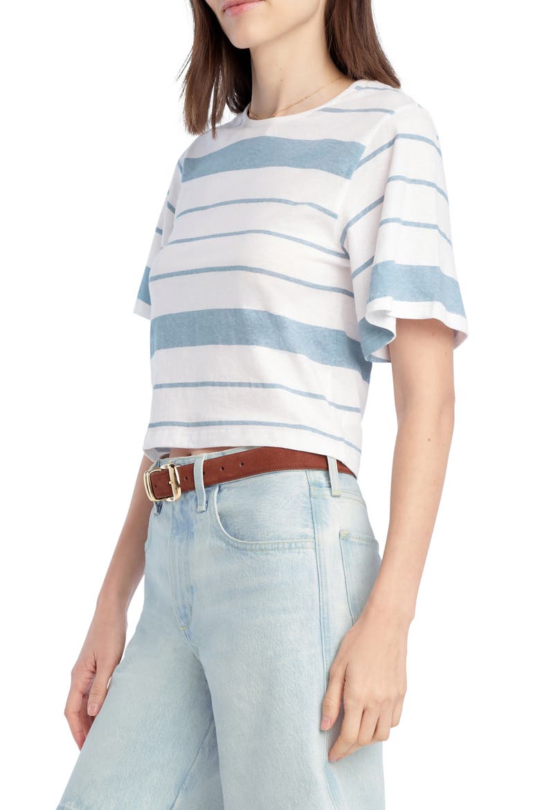 The Joanne Stripe Cotton & Linen T-Shirt, Alternate, color, SEA BLUE STRIPE