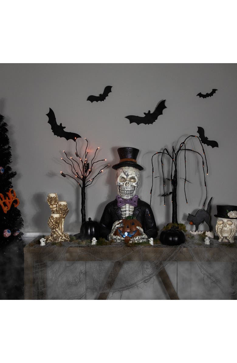 Northlight LED Lighted Skeleton with Jack-O-Lantern Halloween Decoration - 23.5", Alternate, color, 