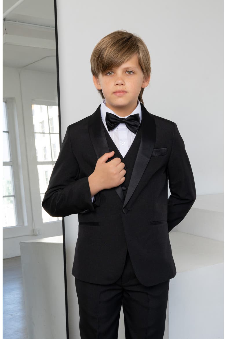 Kids' Onyx 5-Piece Tuxedo Set, Alternate, color, BLACK