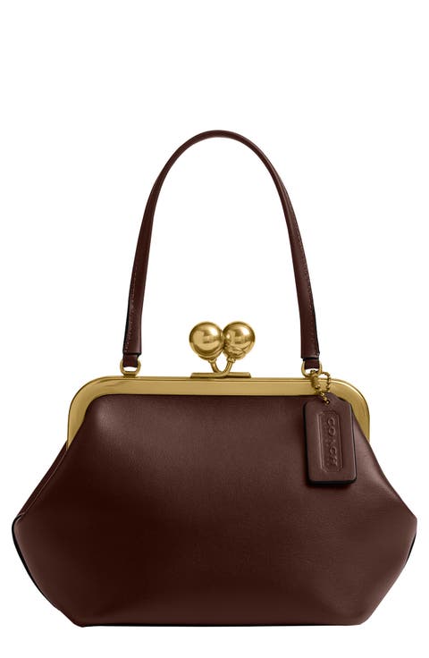 Kisslock Frame Leather Bag