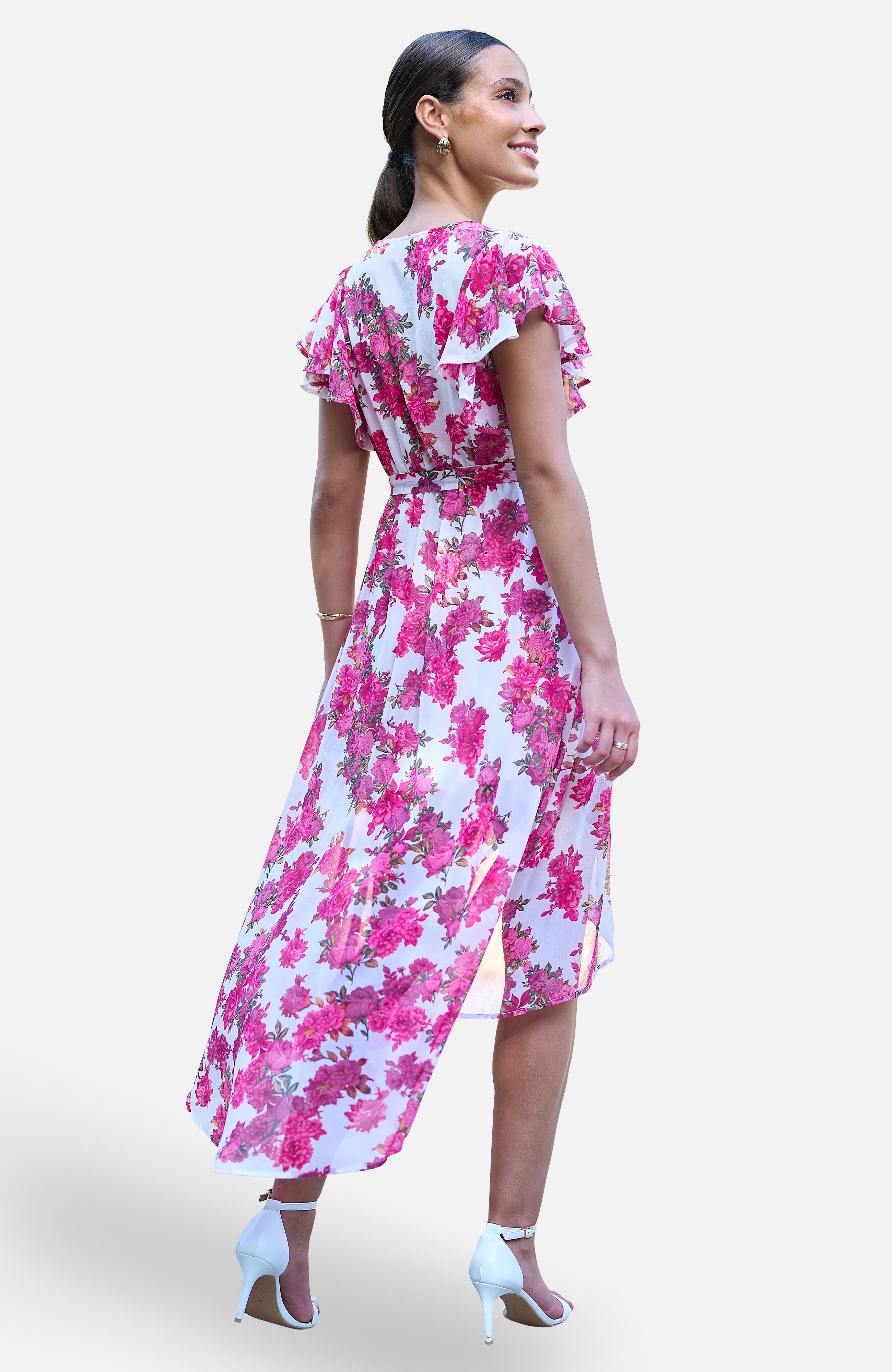 Floral Dipped Hem Wrap Dress - image 2