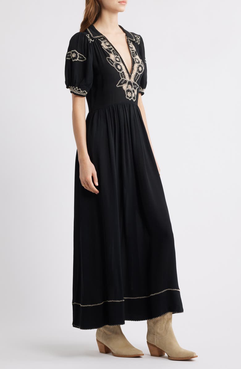 THE GREAT. The Elysian Floral Embroidered Georgette Maxi Dress, Alternate, color, 