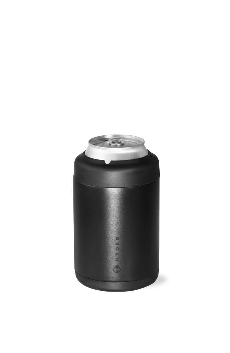 HydroJug Standard Can Cooler 12oz, 2-in-1 Insulated Can Cooler Cup - Stainless Steel, Non-Slip Rubber Base, Main, color, Black