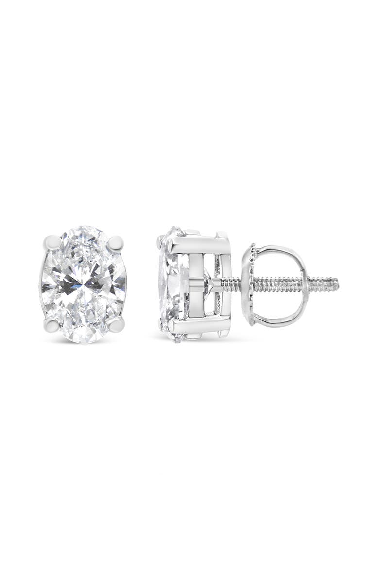 14K White Gold 1.00 Ct Lab Grown Oval Solitaire Diamond Stud Earrings, Alternate, color, White