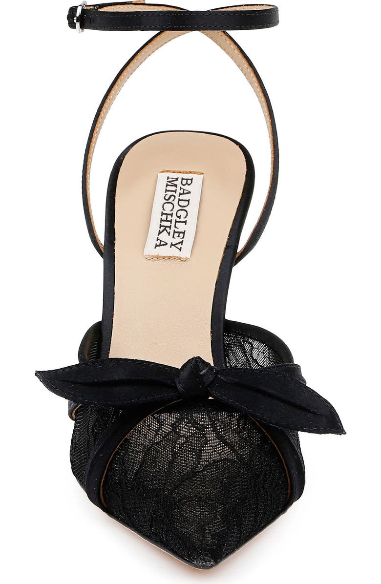 Badgley Mischka Collection Josie Ankle Strap Pointed Toe Pump, Alternate, color, Black Satin