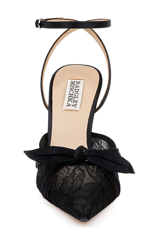 Shop Badgley Mischka Collection Josie Ankle Strap Pointed Toe Pump In Black Satin