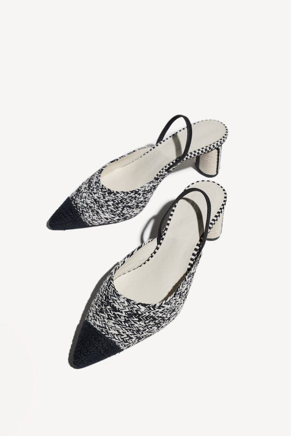 Ines-E Slingback Strap Block Heel Mules, Alternate, color, Ivory Black