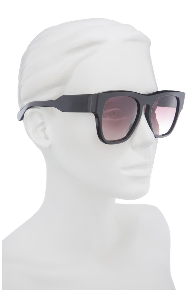 55mm Square Sunglasses, Alternate, color, BLACK BLACK RED