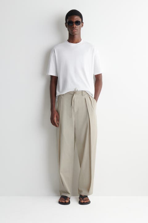 Cotton Relaxed Wide-leg Drawstring Pants