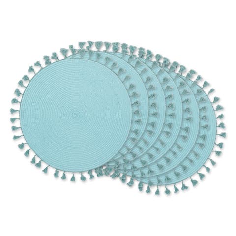 Tassel Fringe PP Woven Round Placemat Set/6